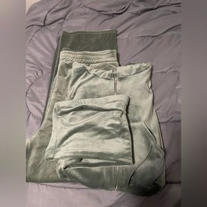 Fashion Nova Sage Green Velour 3pcs Set